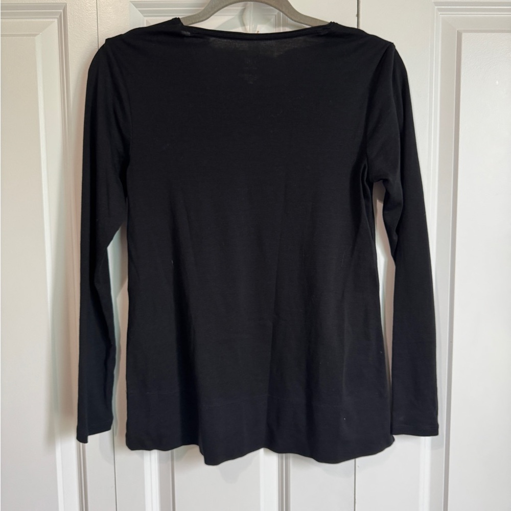 J. Jill Perfect Pima 100% Pima Cotton Black Long Sleeve Tee Top T-Shirt Size XS - Picture 10 of 12